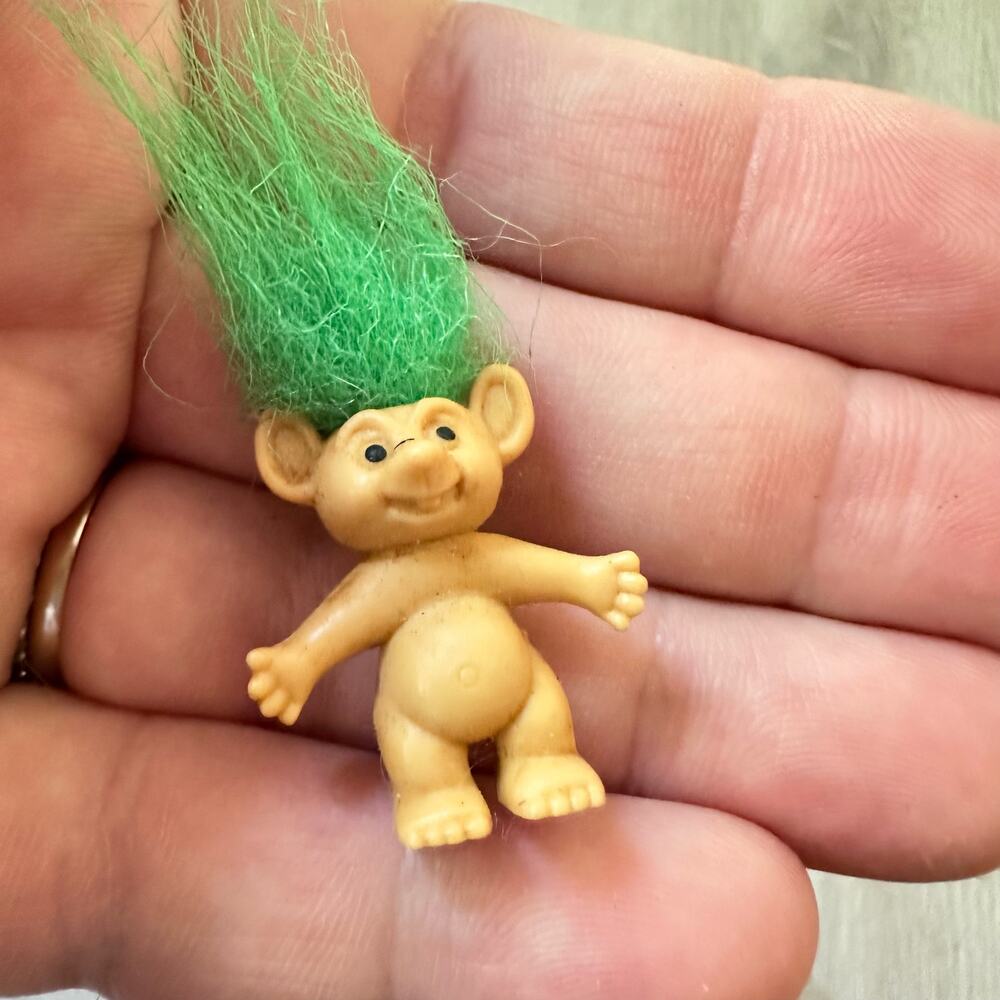 Vintage Mini Troll Doll Green Hair